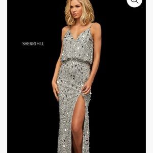 Sherri Hill Silver Sequin Dress